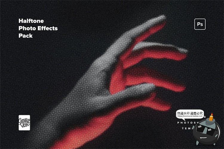 图片[1]-半色调特效噪点颗粒波普风后期照片叠加效果PSD模板样机PS素材-设计猿