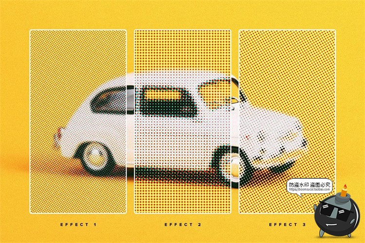 图片[3]-半色调特效噪点颗粒波普风后期照片叠加效果PSD模板样机PS素材-设计猿