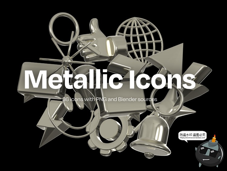 图片[1]-微笑3D拇指闪电信息搜索鼠标定位金属UI图标装饰元素PNG免抠素材-设计猿