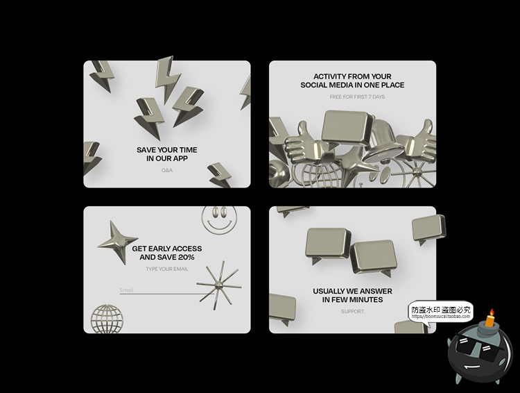 图片[4]-微笑3D拇指闪电信息搜索鼠标定位金属UI图标装饰元素PNG免抠素材-设计猿