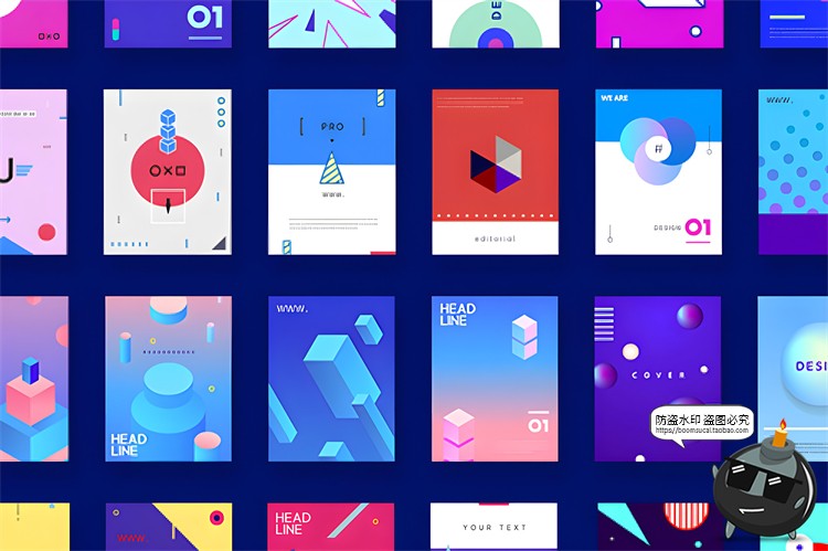 图片[1]-极简创意现代抽象几何图形海报封面广告排版版式AI矢量分层素材-设计猿