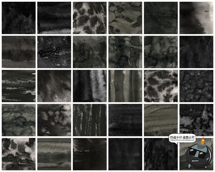 图片[2]-黑色古风中国风墨水抽象黑白晕染颜料水洗效果JPG图片底纹背景-设计猿