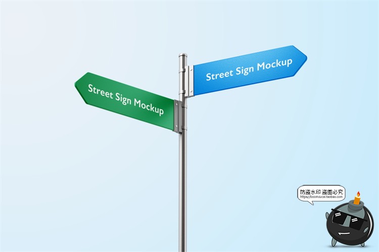 图片[6]-路标指示牌方向指引牌导视箭头导航牌贴图效果展示PSD样机PS素材-设计猿