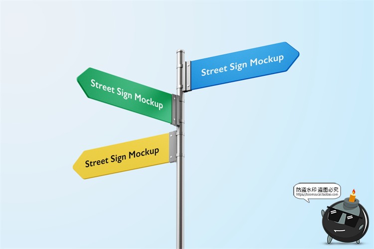 图片[7]-路标指示牌方向指引牌导视箭头导航牌贴图效果展示PSD样机PS素材-设计猿