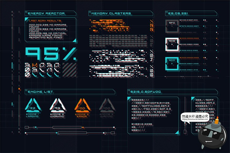 图片[4]-科幻HUD界面未来科技风赛博朋克边框数据元素AI矢量PNG免抠素材-设计猿