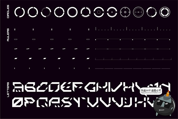 图片[6]-科幻HUD界面未来科技风赛博朋克边框数据元素AI矢量PNG免抠素材-设计猿