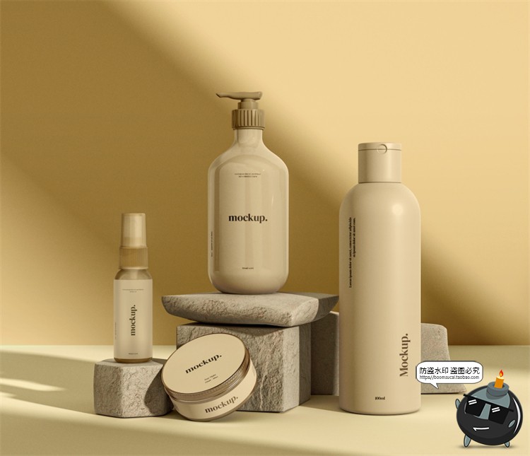 图片[23]-简约品牌护肤品美妆彩妆包装VI场景展示智能贴图样机PSD模板素材-设计猿