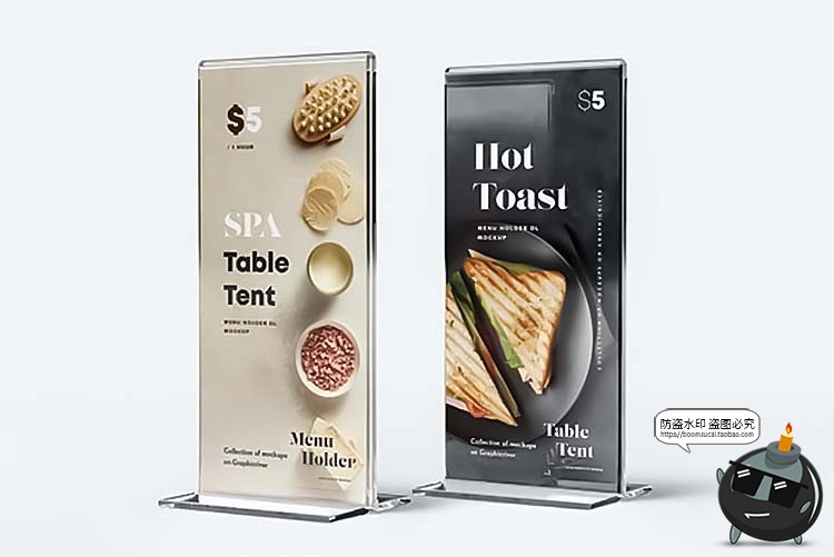 图片[6]-T型亚克力桌牌桌卡菜单台卡广告牌贴图效果展示样机PSD模板PS素材-设计猿