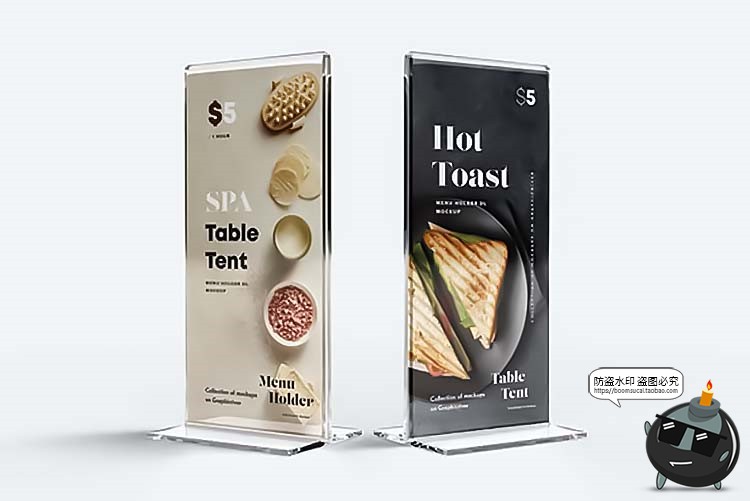 图片[7]-T型亚克力桌牌桌卡菜单台卡广告牌贴图效果展示样机PSD模板PS素材-设计猿
