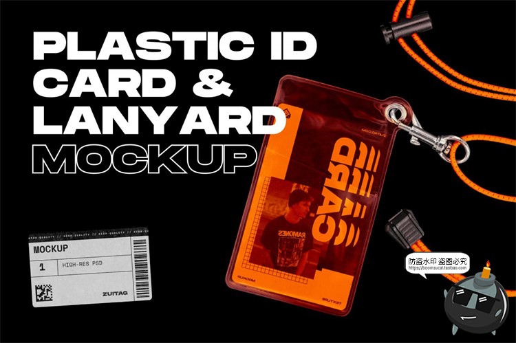 图片[1]-潮流半透明ID胸牌工牌胶卡套展示样机mockup智能贴图PSD模板素材-设计猿