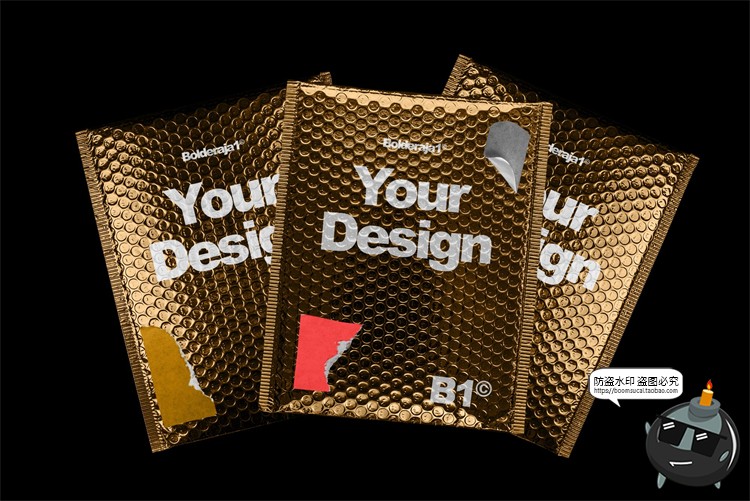 图片[8]-气泡袋邮寄快递包装效果展示智能贴图mockup样机PSD模版PS素材-设计猿