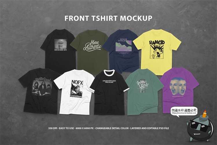 图片[1]-圆领上身T恤宽松潮牌街头潮流男款短袖mockups样机PSD模板PS素材-设计猿
