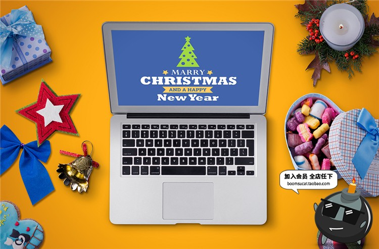 图片[4]-圣诞节主题广告场景礼物礼盒节日用品装饰元素PSD模板设计PS素材-设计猿