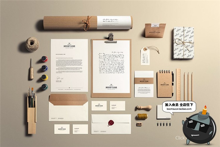图片[3]-美术艺术工艺品牌文具工具套装VI提案PSD模板文创样机PS设计素材-设计猿