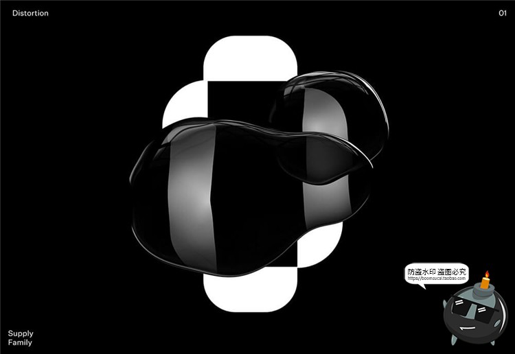 图片[2]-黑色液态玻璃气泡失真抽象变形水滴PSD模板PNG免抠后期合成PS素材-设计猿