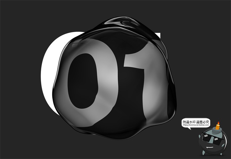 图片[3]-黑色液态玻璃气泡失真抽象变形水滴PSD模板PNG免抠后期合成PS素材-设计猿