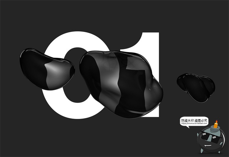 图片[10]-黑色液态玻璃气泡失真抽象变形水滴PSD模板PNG免抠后期合成PS素材-设计猿