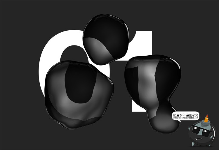 图片[12]-黑色液态玻璃气泡失真抽象变形水滴PSD模板PNG免抠后期合成PS素材-设计猿