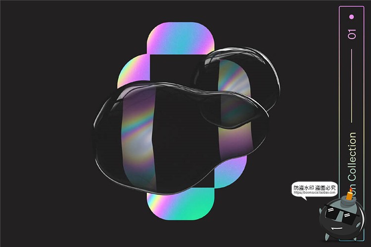 图片[15]-黑色液态玻璃气泡失真抽象变形水滴PSD模板PNG免抠后期合成PS素材-设计猿