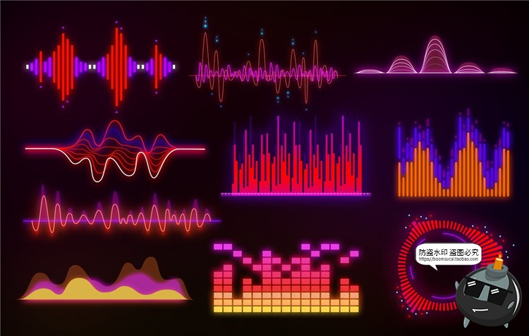 图片[3]-电音声波曲线抽象赛博朋克高科技风格波浪音律起伏PSD模板PS素材-设计猿