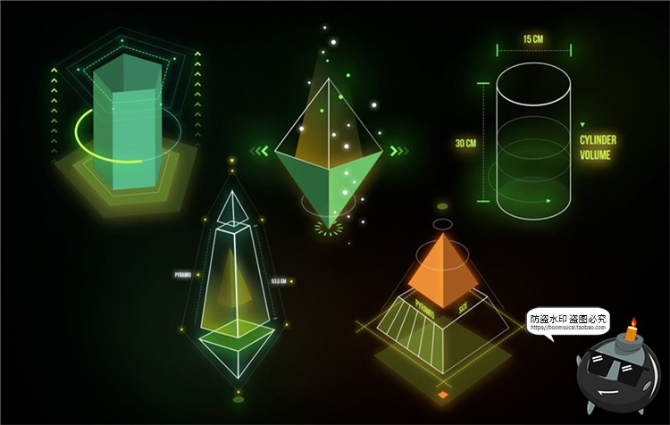图片[1]-3D立体未来科技风赛博朋克元素几何物体图形装饰物PSD模板PS素材-设计猿