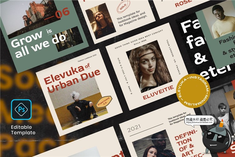 图片[4]-复古素色时尚品牌简约新品宣传广告海报图文排版PSD模板PS素材-设计猿