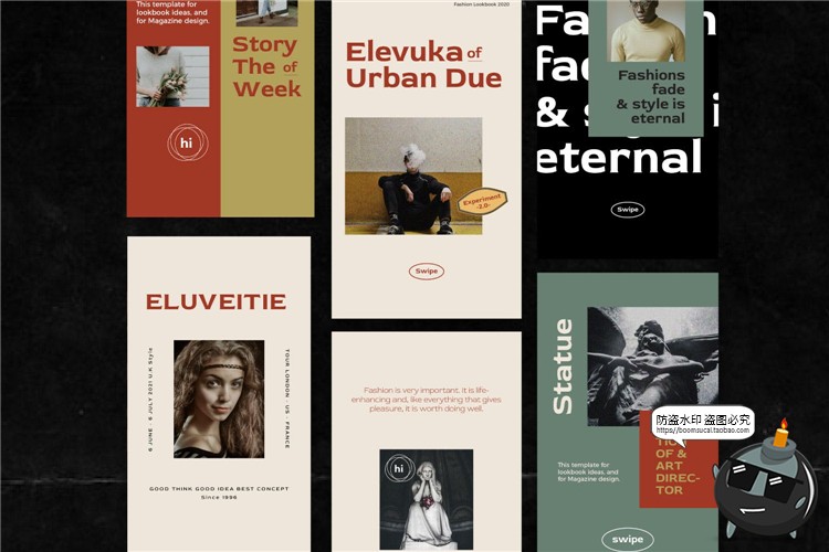 图片[5]-复古素色时尚品牌简约新品宣传广告海报图文排版PSD模板PS素材-设计猿