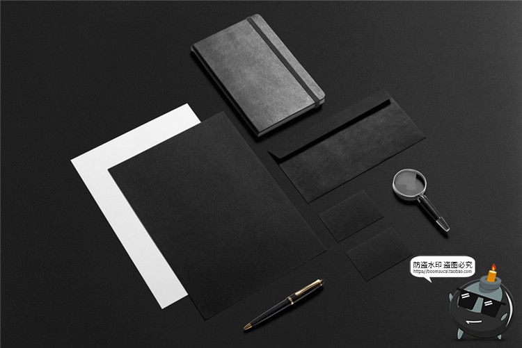 图片[6]-商务黑色企业品牌VI贴图展示LOGO办公用品文具PSD提案样机PS素材-设计猿