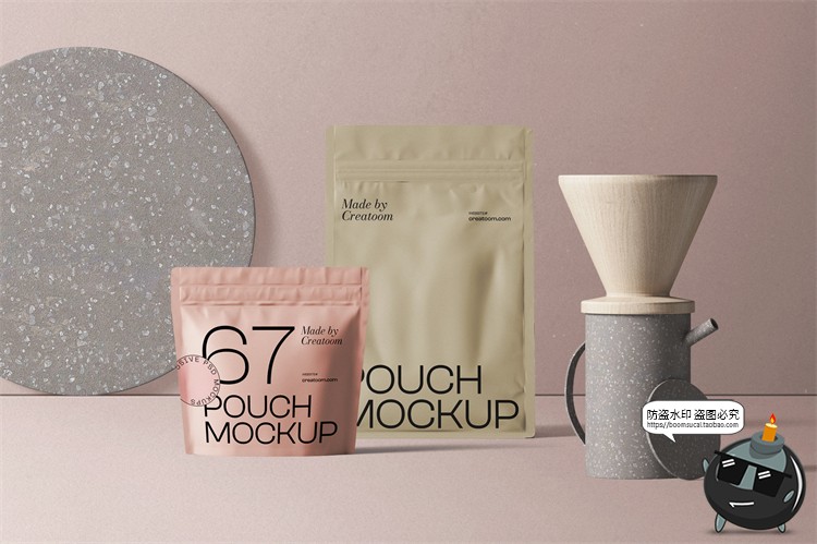 图片[3]-侘寂风复古咖啡品牌产品包装牛皮纸袋杯子样机贴图PSD模板PS素材-设计猿