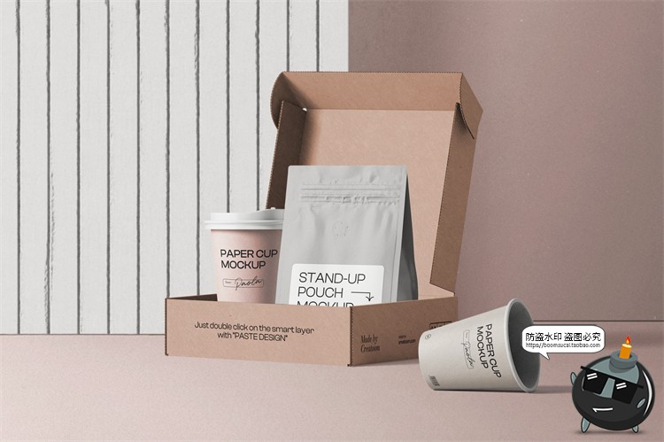 图片[4]-侘寂风复古咖啡品牌产品包装牛皮纸袋杯子样机贴图PSD模板PS素材-设计猿