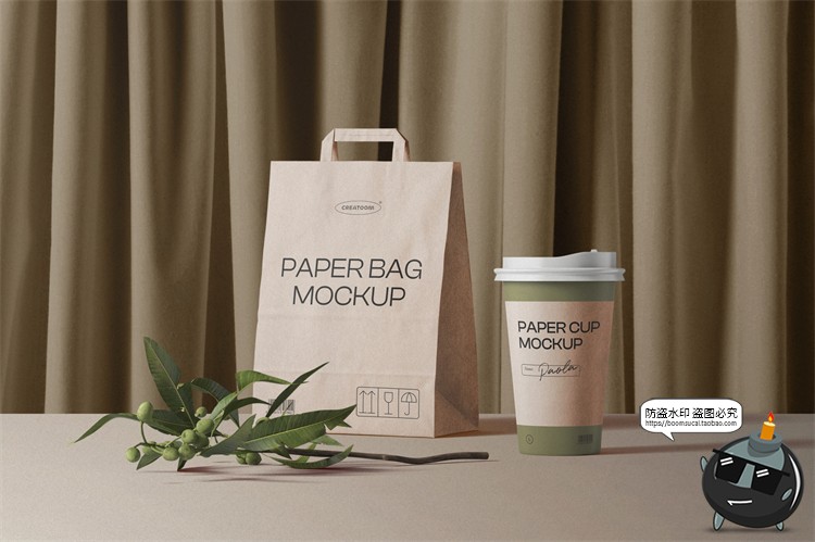 图片[9]-侘寂风复古咖啡品牌产品包装牛皮纸袋杯子样机贴图PSD模板PS素材-设计猿