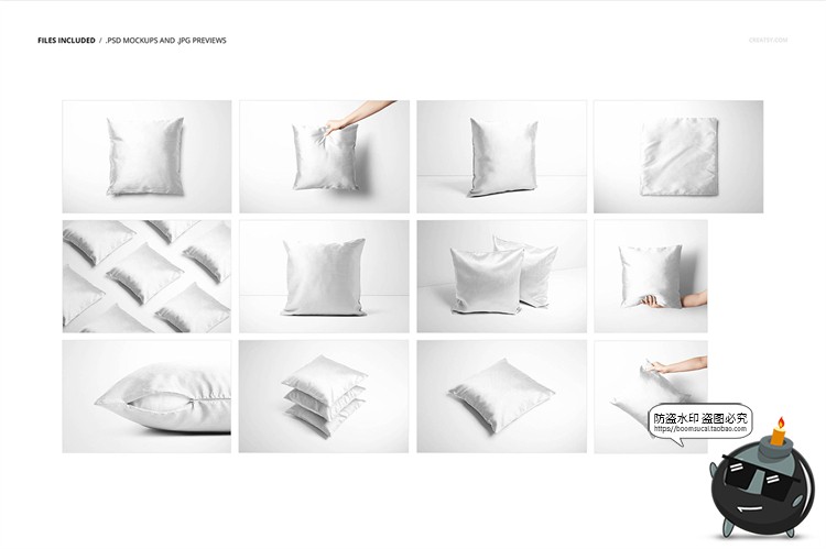 图片[3]-轻奢真丝靠枕靠垫正方形抱枕图案印花贴图展示样机PSD模板PS素材-设计猿