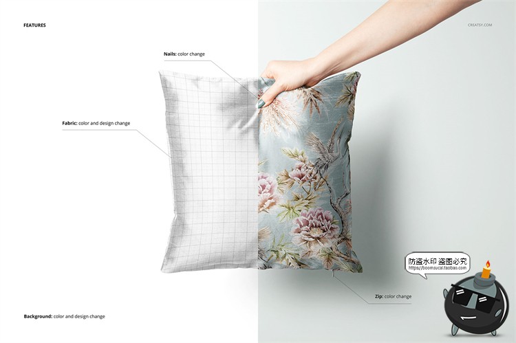 图片[4]-轻奢真丝靠枕靠垫正方形抱枕图案印花贴图展示样机PSD模板PS素材-设计猿