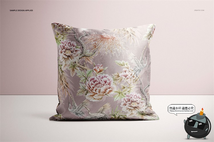 图片[5]-轻奢真丝靠枕靠垫正方形抱枕图案印花贴图展示样机PSD模板PS素材-设计猿