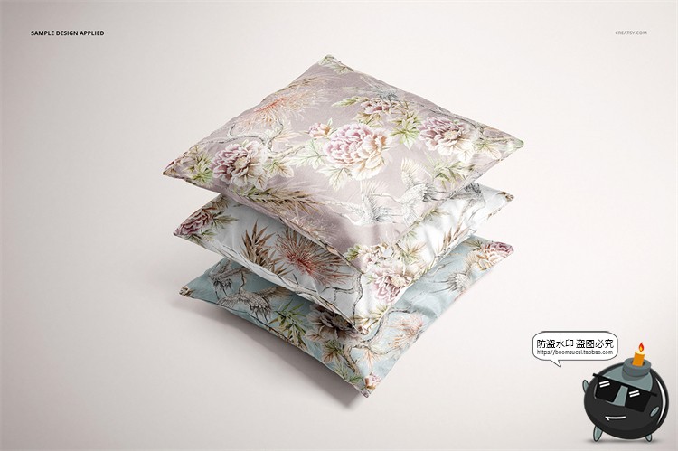 图片[13]-轻奢真丝靠枕靠垫正方形抱枕图案印花贴图展示样机PSD模板PS素材-设计猿