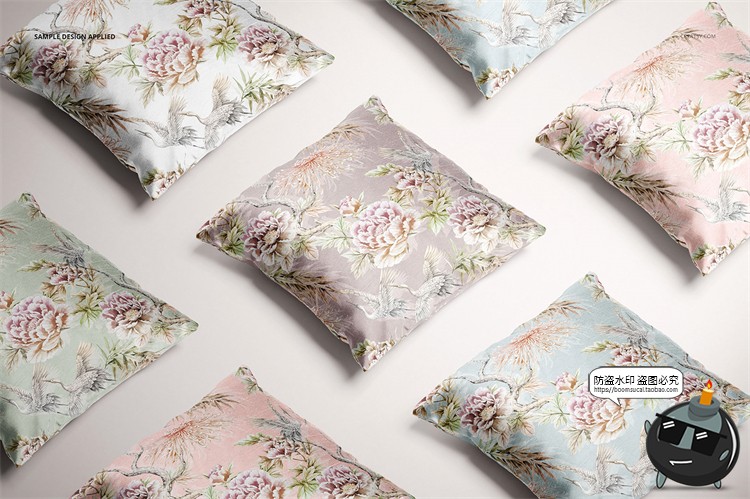 图片[15]-轻奢真丝靠枕靠垫正方形抱枕图案印花贴图展示样机PSD模板PS素材-设计猿