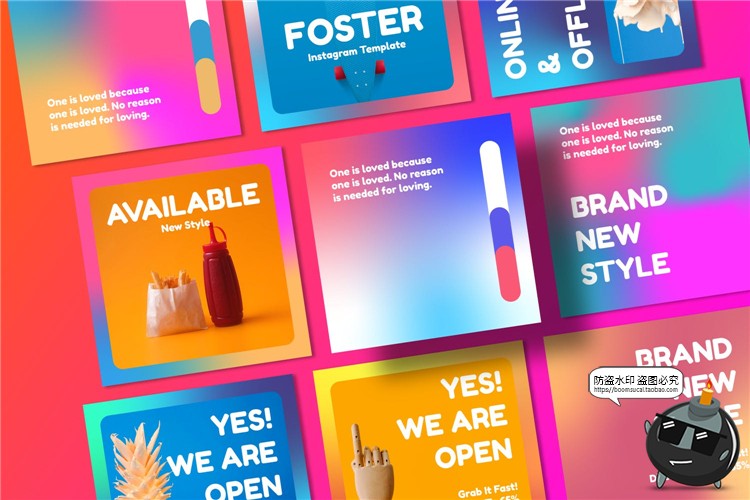 图片[1]-时尚渐变色系治愈风格多彩彩色广告海报图文排版PSD模板PS素材-设计猿