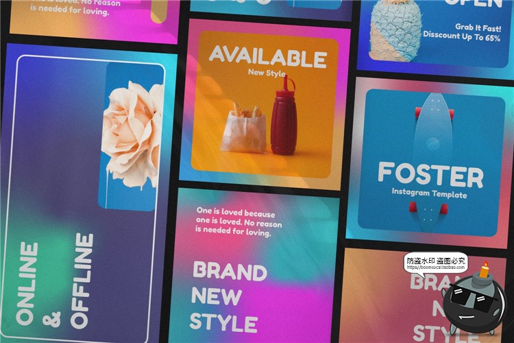 图片[3]-时尚渐变色系治愈风格多彩彩色广告海报图文排版PSD模板PS素材-设计猿