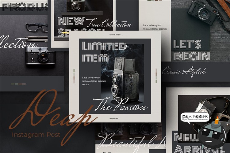 图片[1]-优雅绅士风格雅黑配色摄影照片图片图文排版海报PSD模板PS素材-设计猿