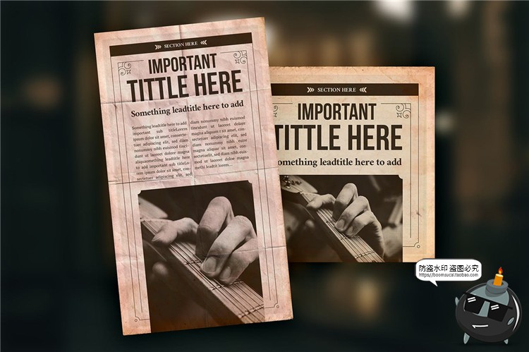 图片[5]-旧报复古发黄报纸风格图文排版文字宣传海报PSD模板AI矢量素材-设计猿