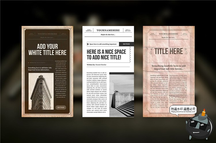 图片[6]-旧报复古发黄报纸风格图文排版文字宣传海报PSD模板AI矢量素材-设计猿