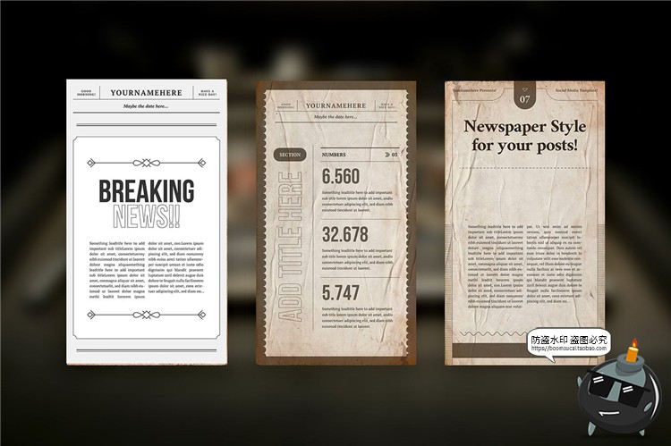 图片[7]-旧报复古发黄报纸风格图文排版文字宣传海报PSD模板AI矢量素材-设计猿