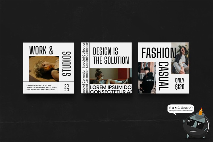 图片[2]-报刊报纸风格粗体黑字文案照片英文图片图文排版PSD模板PS素材-设计猿