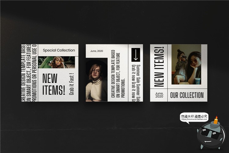 图片[3]-报刊报纸风格粗体黑字文案照片英文图片图文排版PSD模板PS素材-设计猿