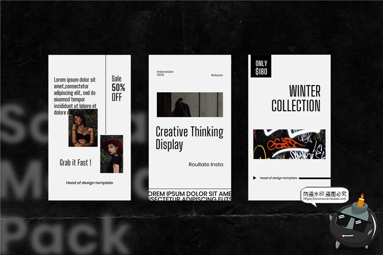 图片[5]-报刊报纸风格粗体黑字文案照片英文图片图文排版PSD模板PS素材-设计猿