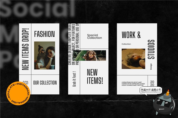 图片[6]-报刊报纸风格粗体黑字文案照片英文图片图文排版PSD模板PS素材-设计猿