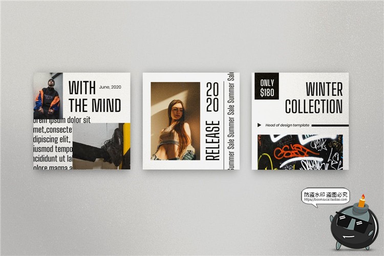 图片[7]-报刊报纸风格粗体黑字文案照片英文图片图文排版PSD模板PS素材-设计猿