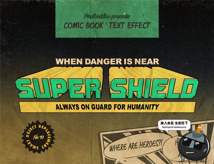 图片[2]-3D立体复古漫画年代感发黄做旧文字效果图层样式PSD模板设计素材-设计猿