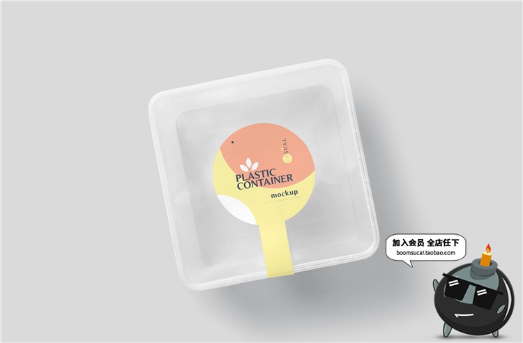 图片[3]-方形塑料一次性透明饭盒零食小吃外卖盒餐盒VI样机PSD模板PS素材-设计猿
