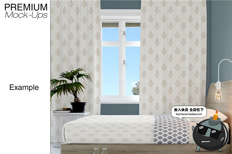 图片[8]-客厅卧室窗帘窗户沙发帘子床上用品样机PSD模板智能贴图PS素材-设计猿